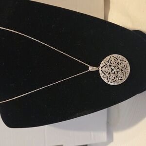 Intricate Sterling Silver Filigree Pendant Necklace